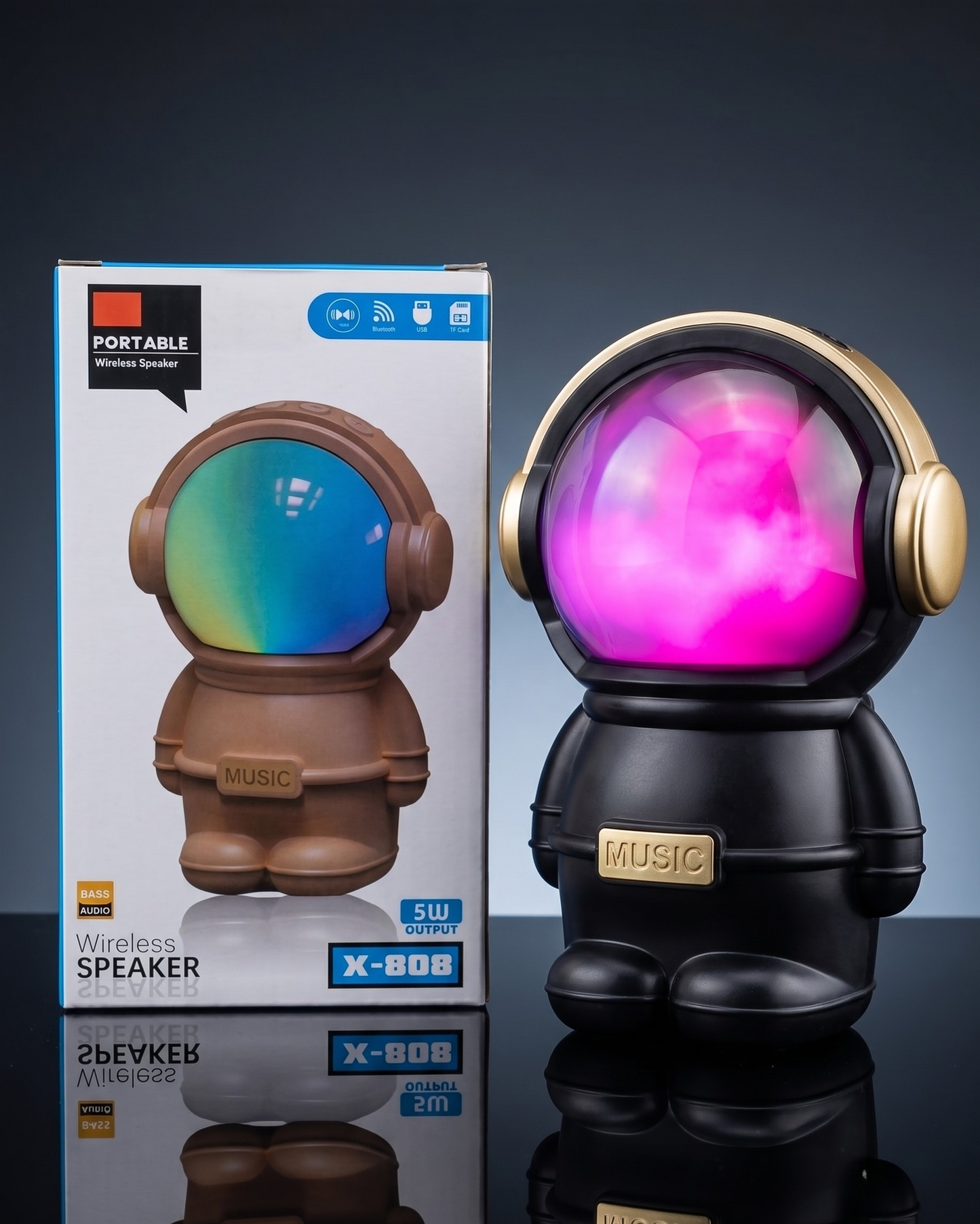 Astronaut Bluetooth Speaker – Portable Wireless Speaker with HD Sound & LED Lights