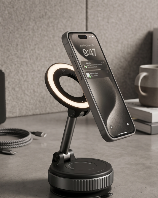 K007 Magnetic Vacuum Suction Phone Holder – 360° Adjustable Dashboard & Desk Mount